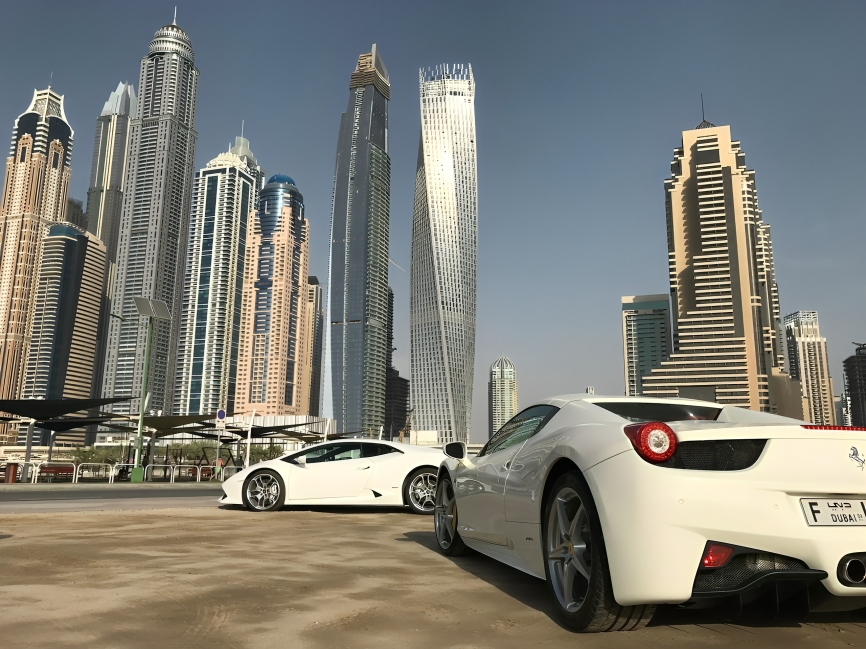 Family sharing a rental car for Dubai travel