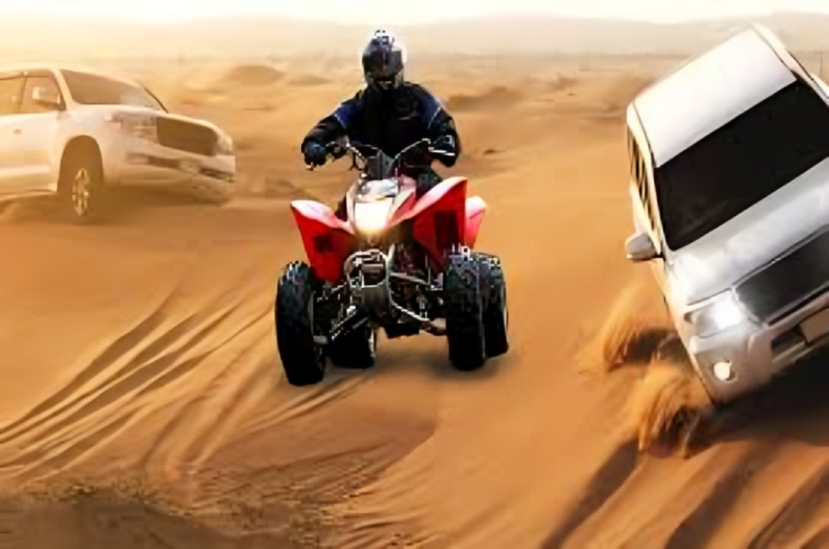 ATV quad bike desert safari with bus pickup in Dubai